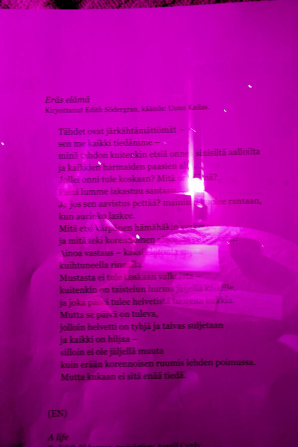 "A Match For Life", Olga Spyropouloun score, Lämpöpumppu-performanssiklubi, Bar Bonk, Kankaanpää, 2024 Kuva: Karoliina Kotiranta